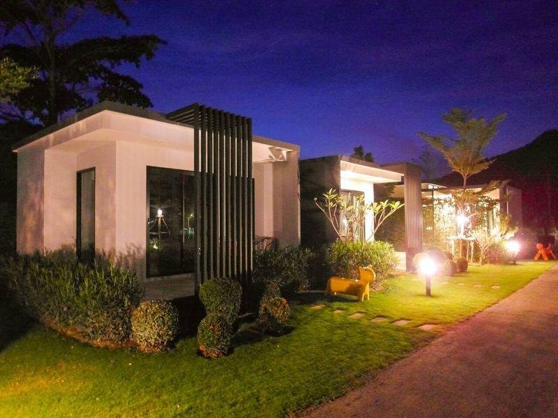 Garden accommodation at The Focus Khaoyai Resort at night
